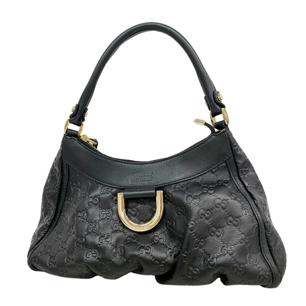 Gucci Shoulder Bag, Guccissima 190525, Leather, Black Champagne, Women's